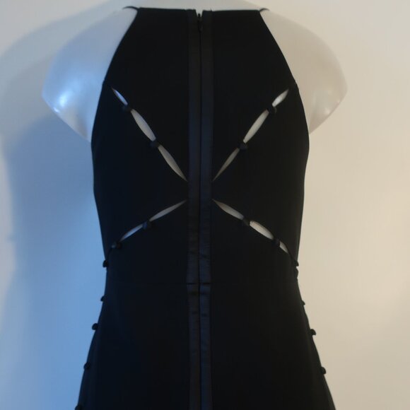 Womens Cinq a Sept Black Satin Striped & Button Details Maxi Dress 6 - Picture 9 of 12